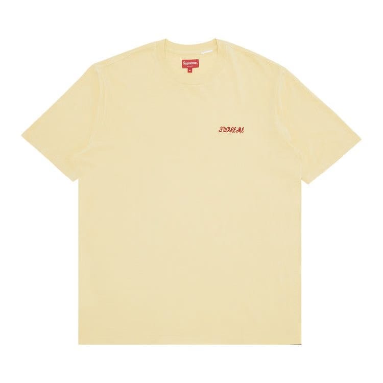 Supreme Washed Script Shorts-Sleeve Top Yellow