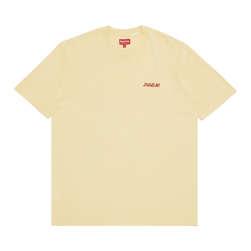 Supreme Washed Script Shorts-Sleeve Top Yellow