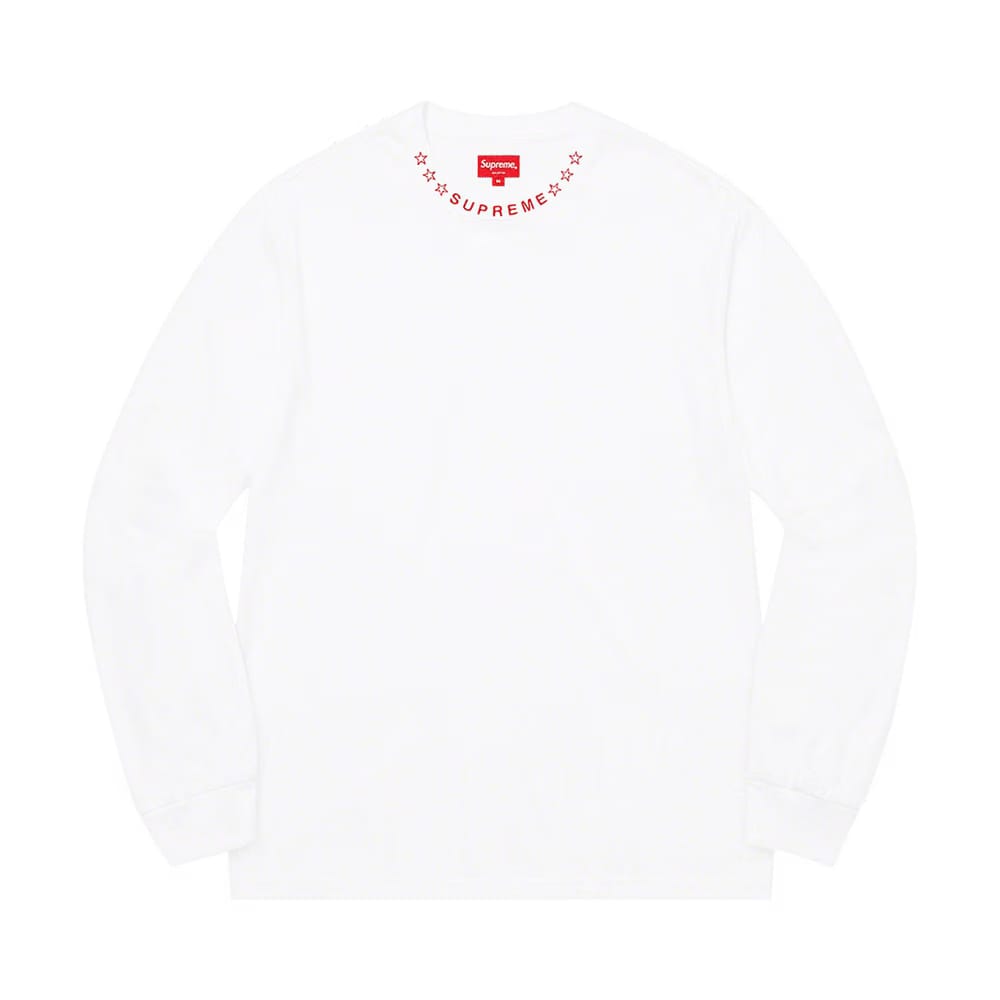 Supreme Stars Collar Long-Sleeve Top White