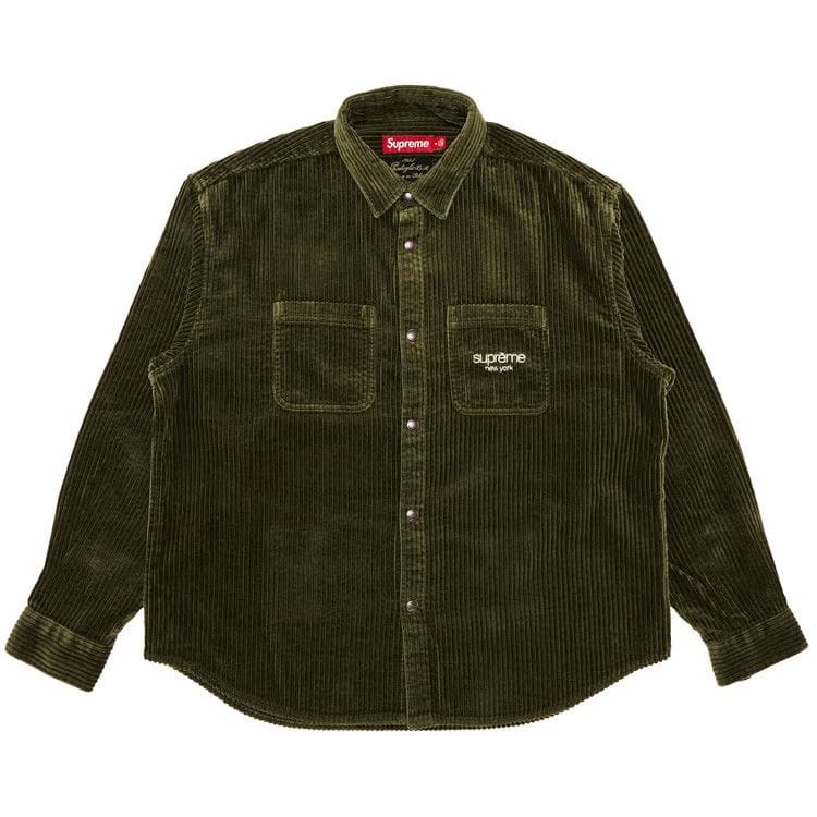 Supreme Wide Wale Corduroy Snap Shirt Olive
