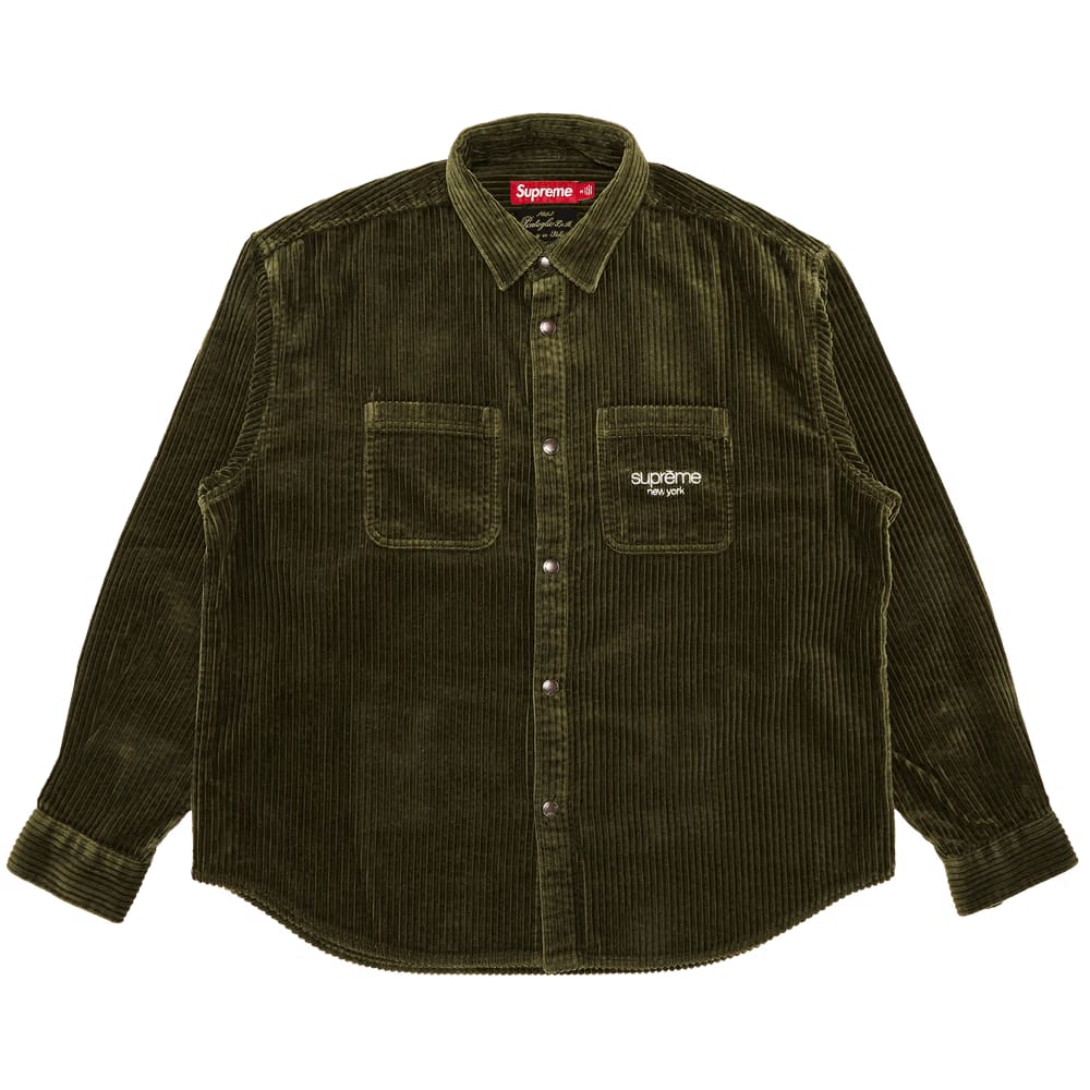 Supreme Wide Wale Corduroy Snap Shirt Olive