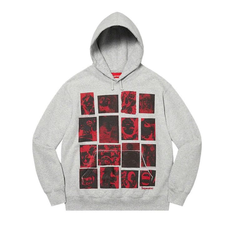 Supreme Collage Grid Hoodie Heather Grey