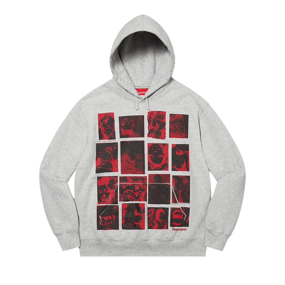 Supreme Collage Grid Hoodie Heather Grey