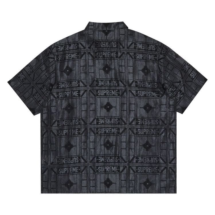 Supreme Tray Jacquard Shorts-Sleeve Shirt Black