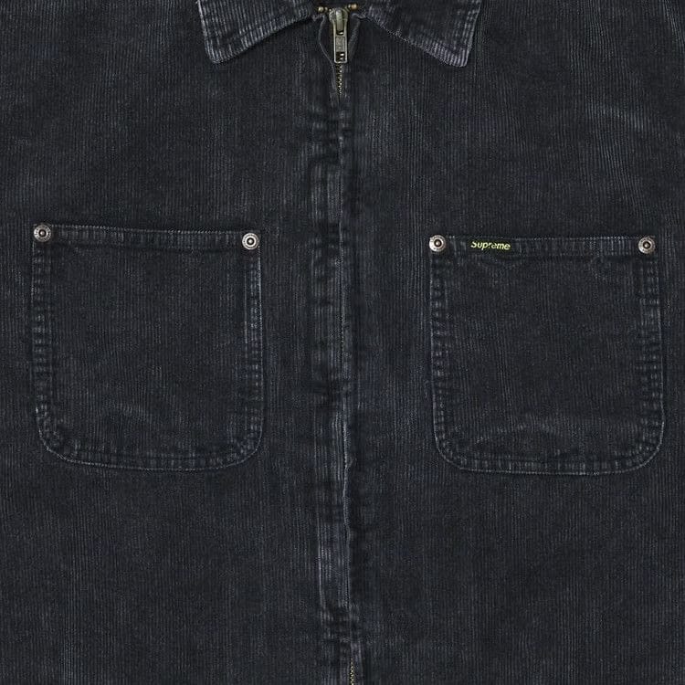 Supreme Washed Corduroy Zip Up Shirt Black