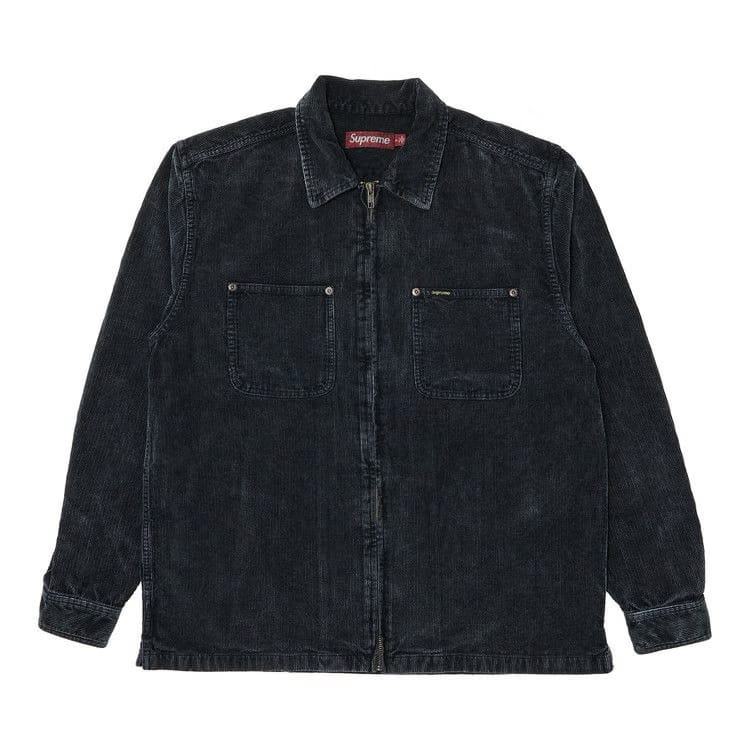 Supreme Washed Corduroy Zip Up Shirt Black