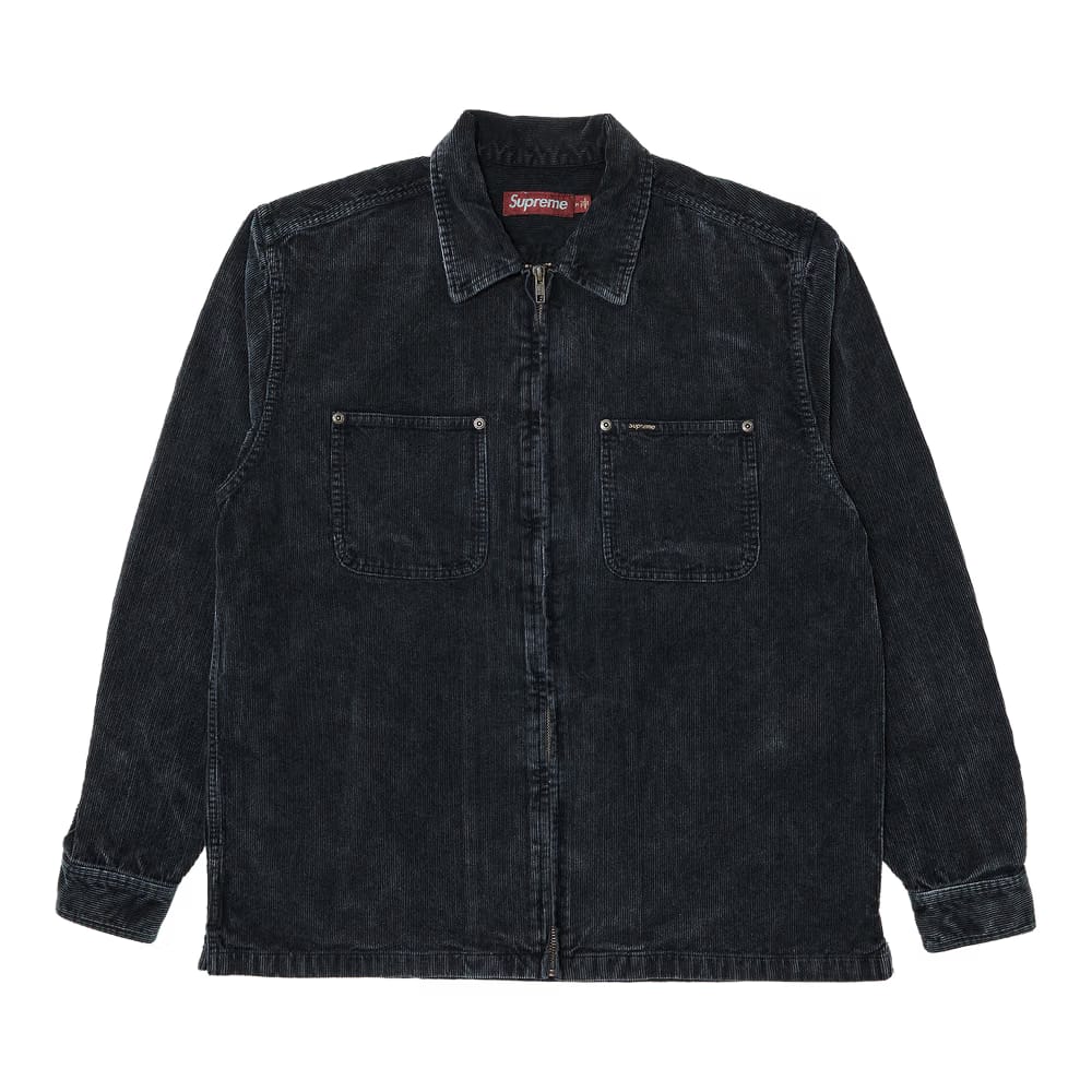 Supreme Washed Corduroy Zip Up Shirt Black