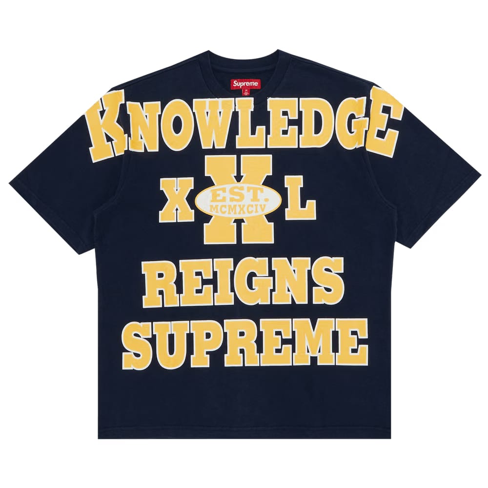 Supreme Overprint Knowledge Shorts-Sleeve Top Navy