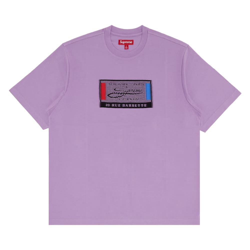 Supreme Intarsia Label Shorts-Sleeve Top Purple