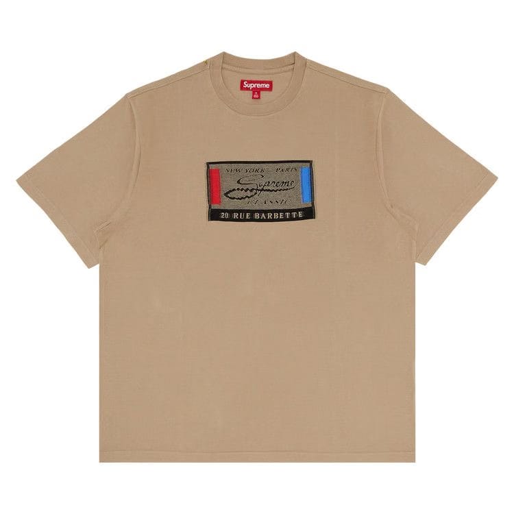 Supreme Intarsia Label Shorts-Sleeve Top Tan