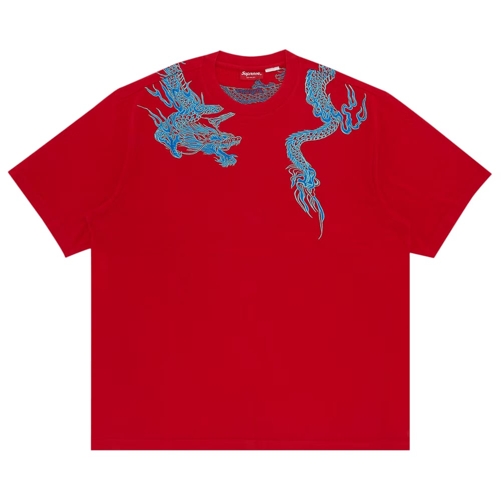Supreme Dragon Wrap Shorts-Sleeve Top Red