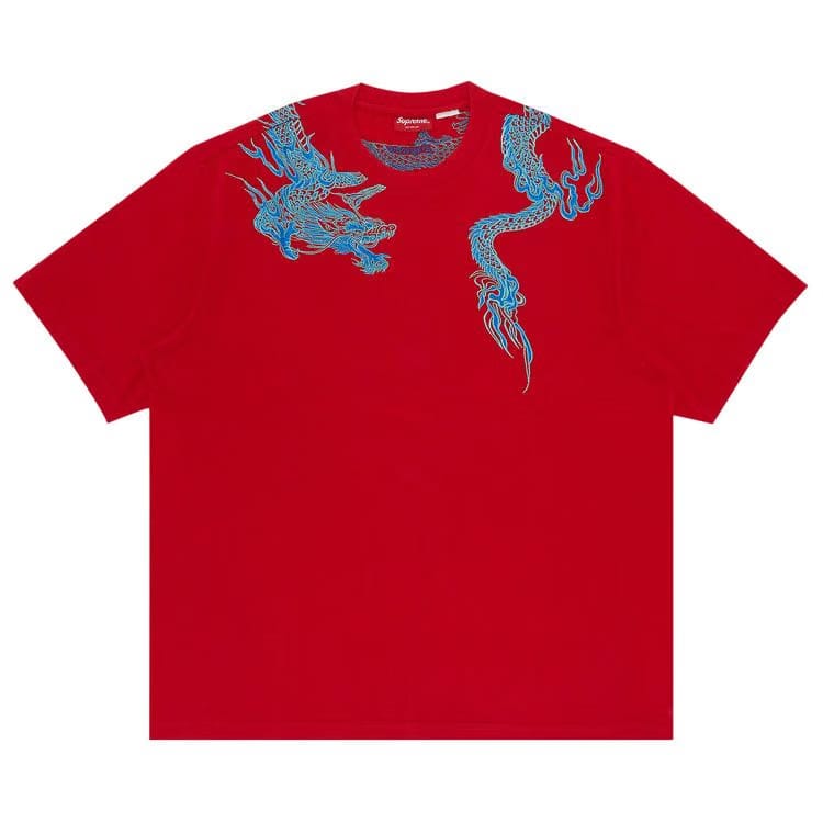 Supreme Dragon Wrap Shorts-Sleeve Top Red