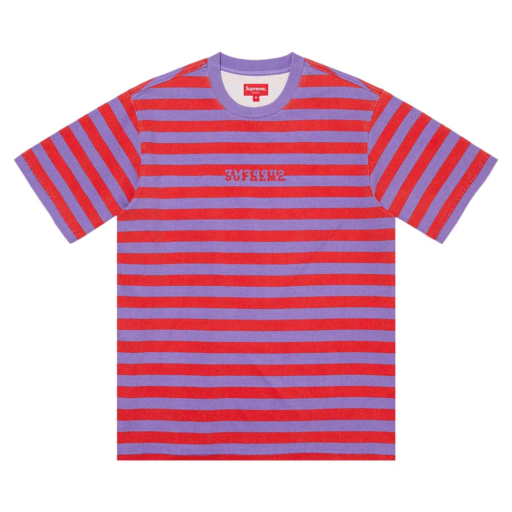 Supreme Reverse Stripe Shorts-Sleeve Top Red