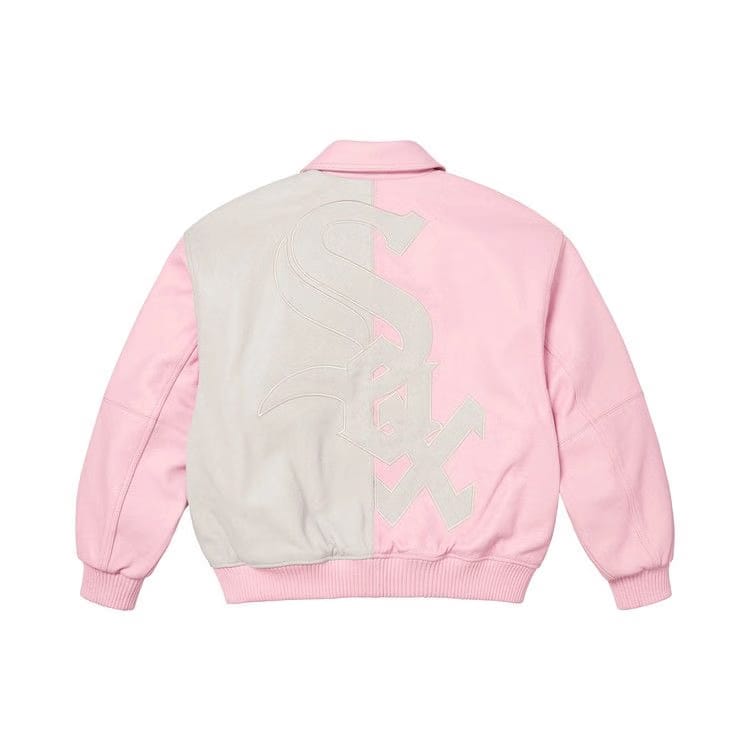 Supreme x Chicago White Sox Leather Varsity Jacket Pink