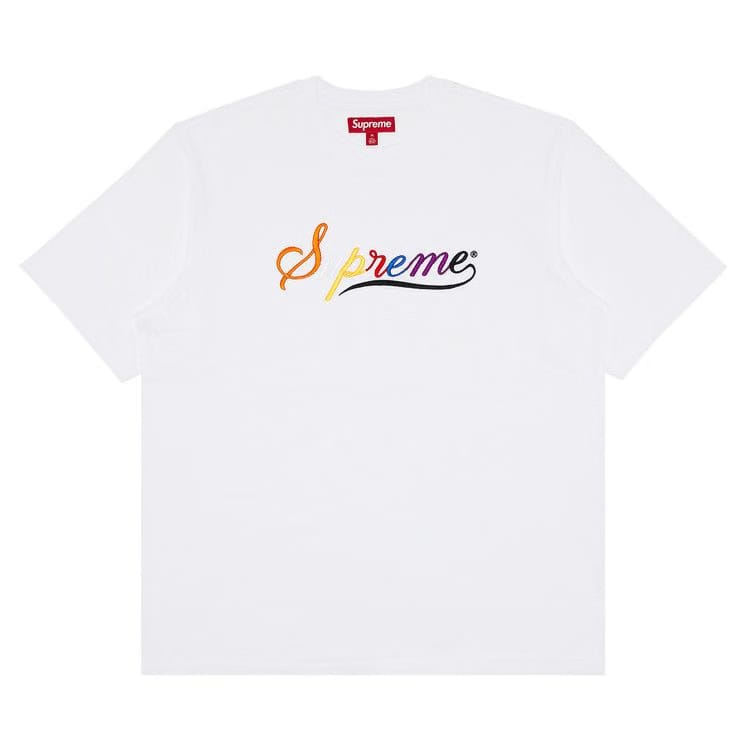 Supreme Cursive Shorts-Sleeve Top White