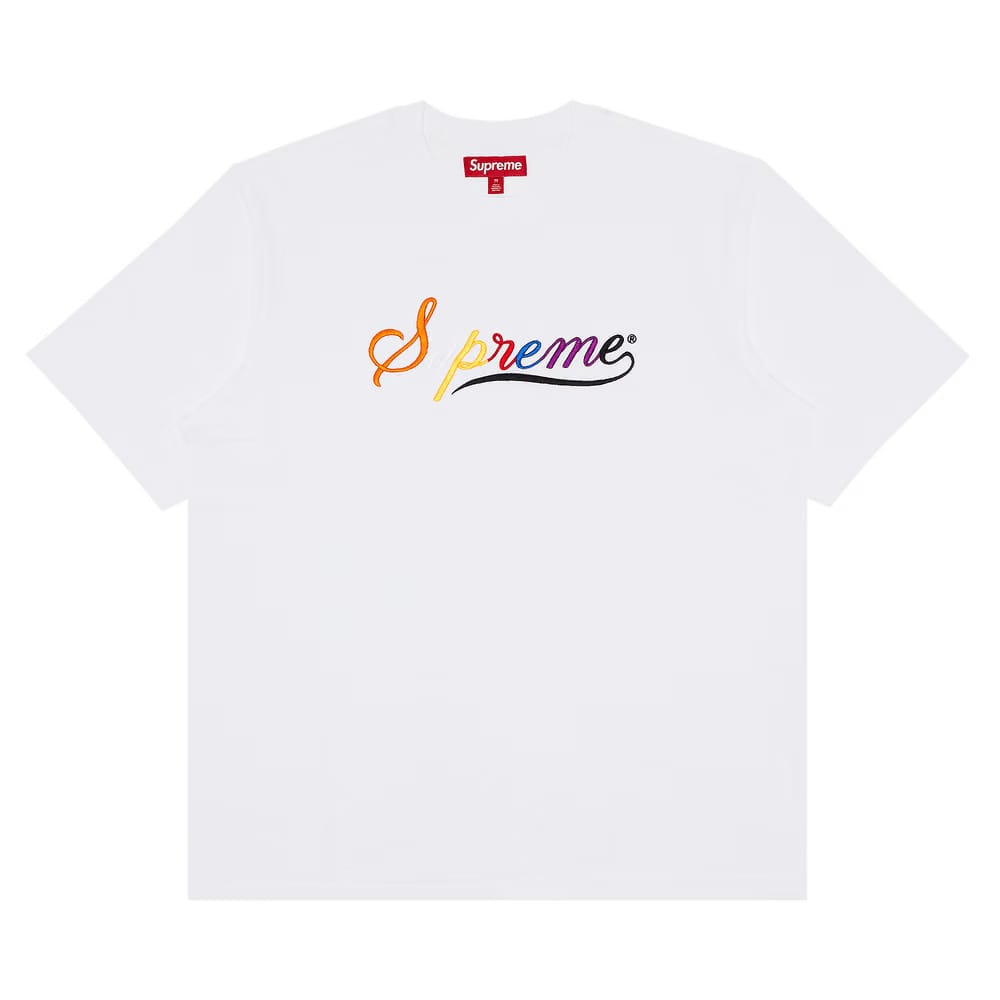 Supreme Cursive Shorts-Sleeve Top White