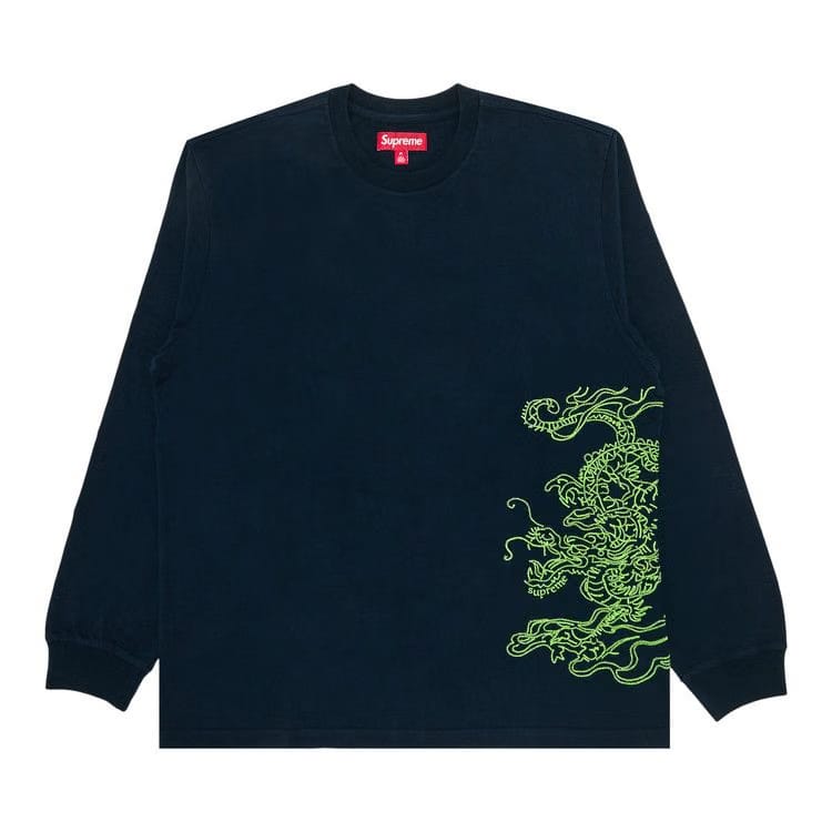 Supreme Dragon Embroidered Long-Sleeve Top Navy