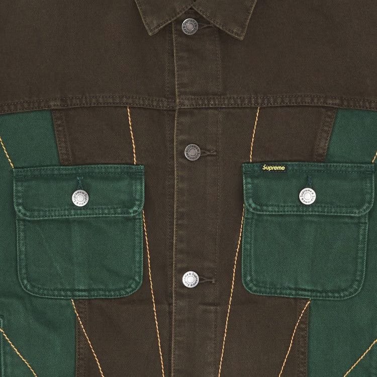 Supreme Radial Embroidered Denim Trucker Jacket Brown