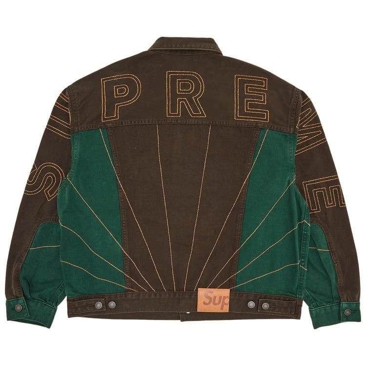Supreme Radial Embroidered Denim Trucker Jacket Brown