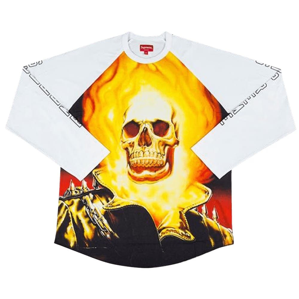 Supreme Ghost Rider Raglan Long-Sleeve Top White