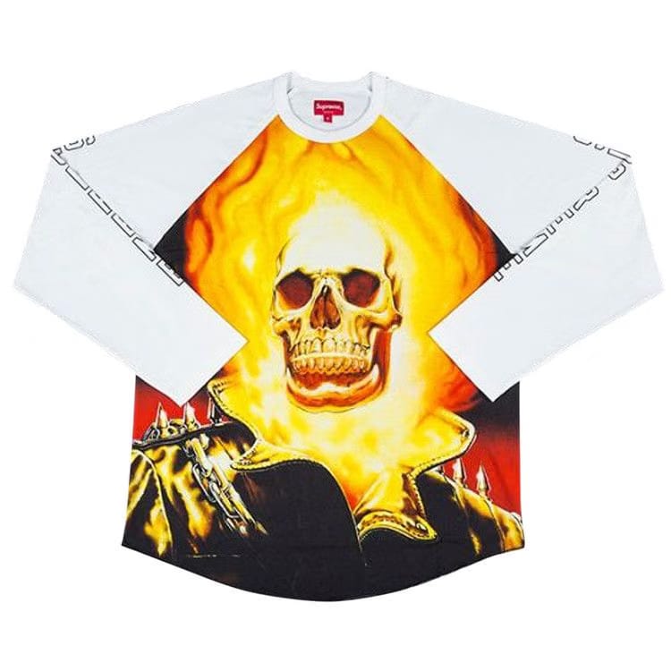 Supreme Ghost Rider Raglan Long-Sleeve Top White