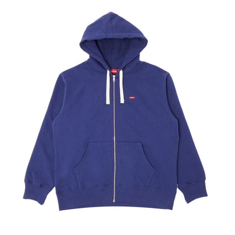 Supreme Small Box Drawcord Zip Up Hoodie Washed Navy