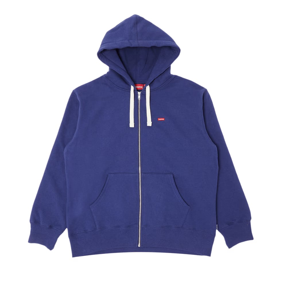 Supreme Small Box Drawcord Zip Up Hoodie Washed Navy