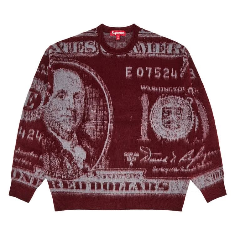Supreme Money Sweater Burgundy