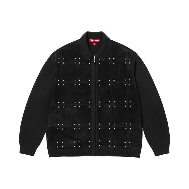 Supreme Studded Suede Zip Up Cardigan Black
