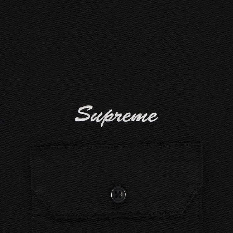 Supreme Rhinestone Pin Up Shorts-Sleeve Work Shirt Black