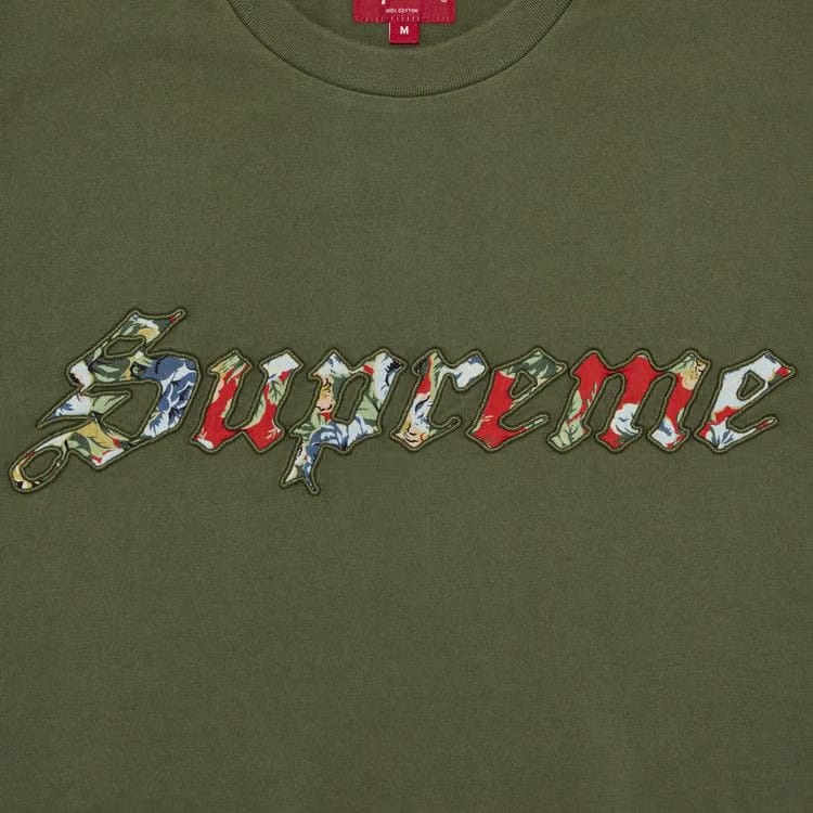 Supreme Floral Appliqué Shorts-Sleeve Top Olive