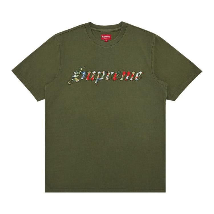 Supreme Floral Appliqué Shorts-Sleeve Top Olive