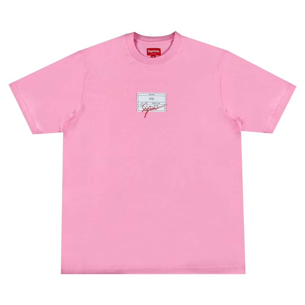 Supreme Signature Label Shorts-Sleeve Top Pink