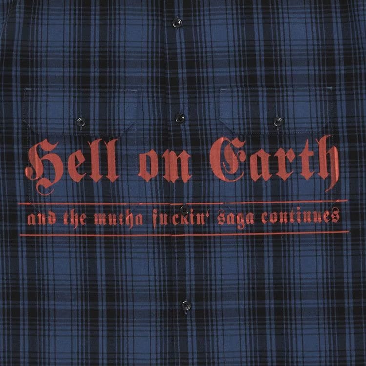 Supreme x Bernadette Corporation Shorts-Sleeve Work Shirt Navy Plaid