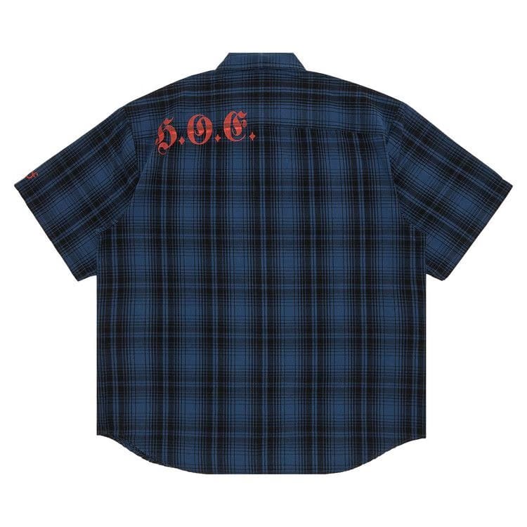 Supreme x Bernadette Corporation Shorts-Sleeve Work Shirt Navy Plaid