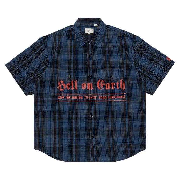 Supreme x Bernadette Corporation Shorts-Sleeve Work Shirt Navy Plaid