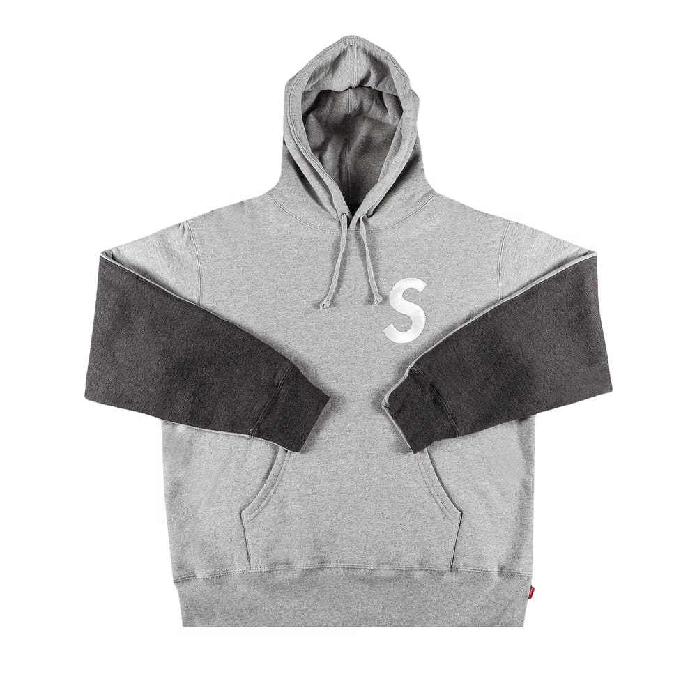Supreme S Logo Split Hoodie Heather Grey