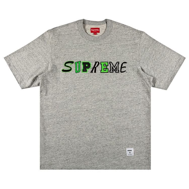 Supreme Collage Logo Shorts-Sleeve Top Heather Grey