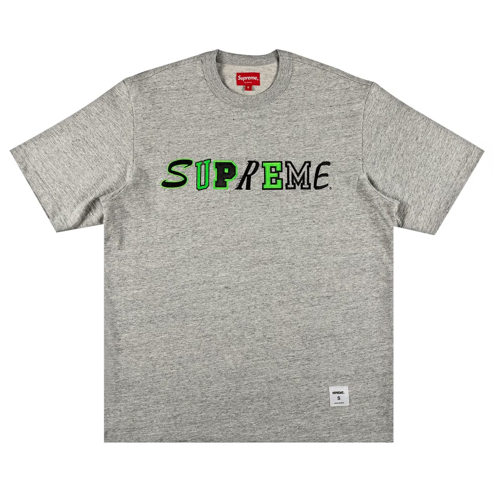 Supreme Collage Logo Shorts-Sleeve Top Heather Grey