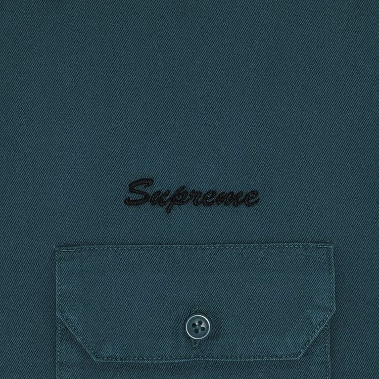 Supreme Rhinestone Pin Up Shorts-Sleeve Work Shirt Work Green