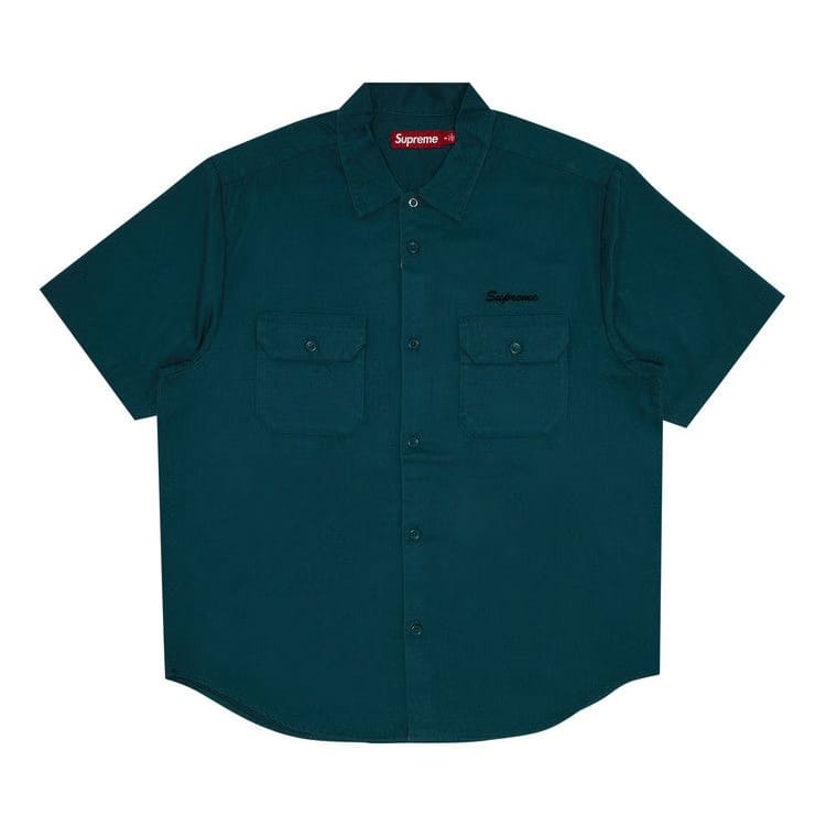 Supreme Rhinestone Pin Up Shorts-Sleeve Work Shirt Work Green