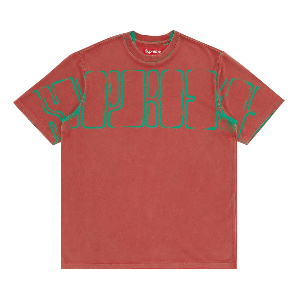 Supreme Overprint Knockout Shorts-Sleeve Top Bright Red