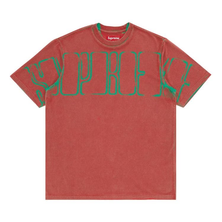 Supreme Overprint Knockout Shorts-Sleeve Top Bright Red