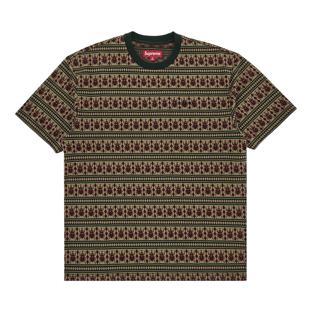Supreme Jacquard Scarab Shorts-Sleeve Top Olive