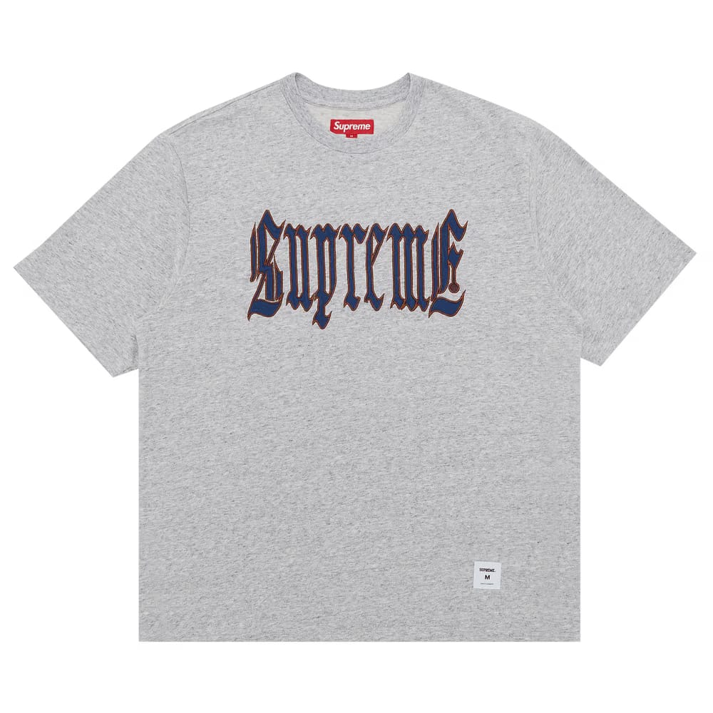 Supreme Old English Shorts-Sleeve Top Heather Grey