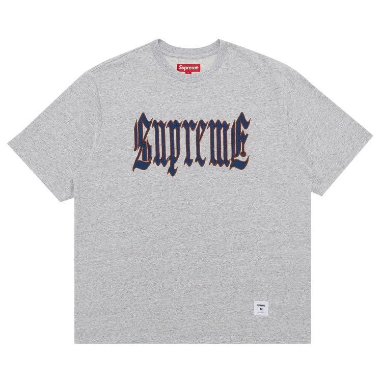 Supreme Old English Shorts-Sleeve Top Heather Grey