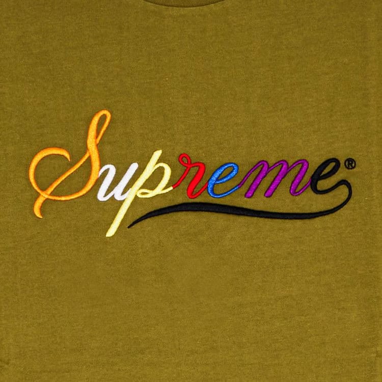 Supreme Cursive Shorts-Sleeve Top Dusty Olive