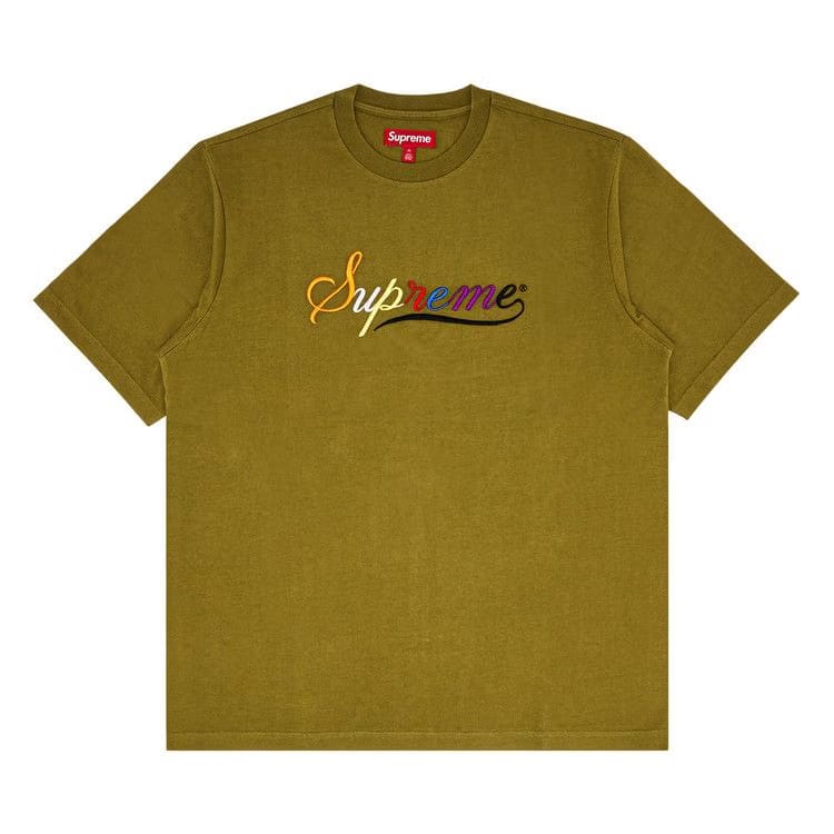 Supreme Cursive Shorts-Sleeve Top Dusty Olive