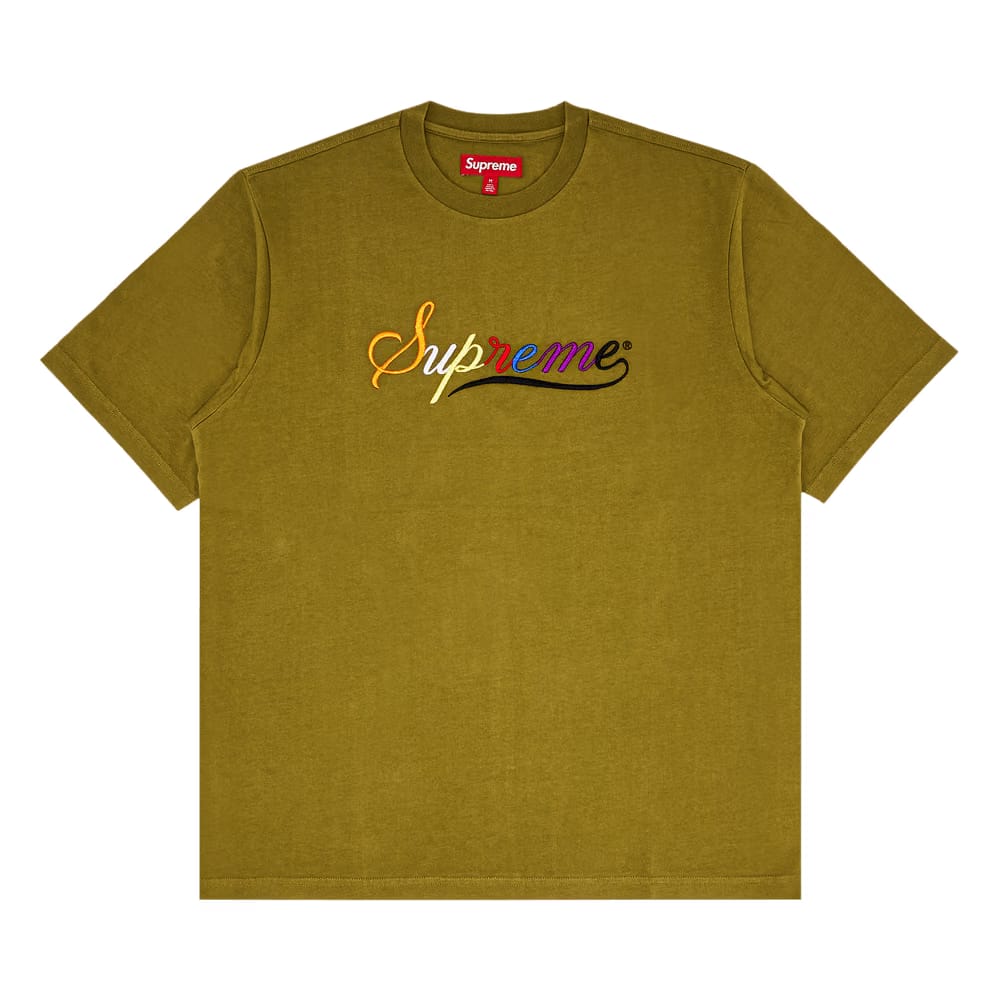 Supreme Cursive Shorts-Sleeve Top Dusty Olive