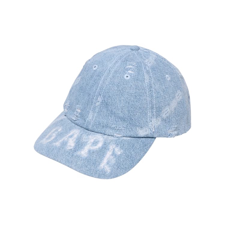 BAPE Denim Distressed Logo Cap Light Indigo
